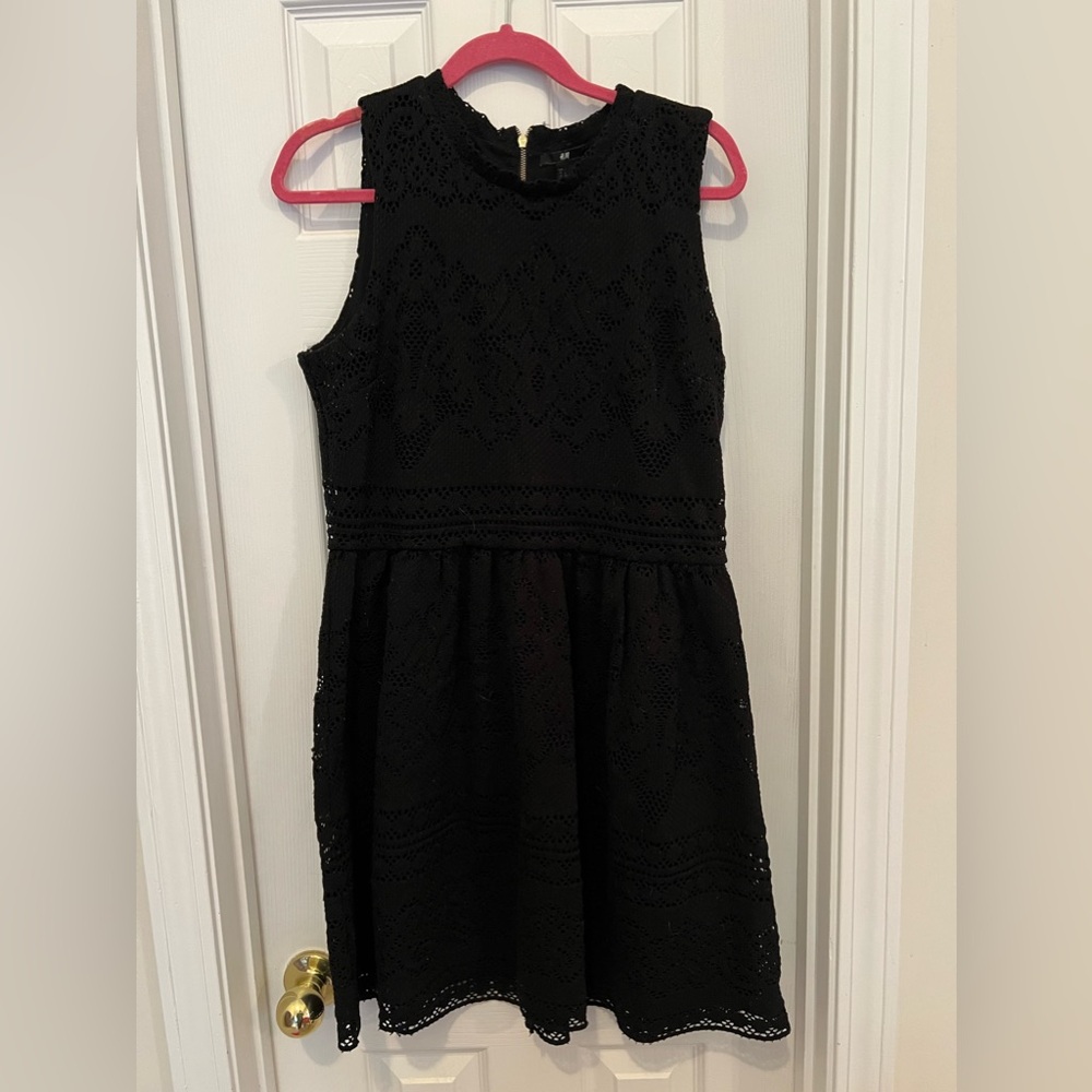 Large H&M black crochet dress